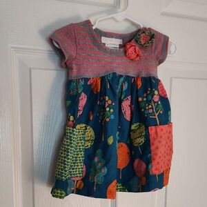 Bonnie Baby Pink and Blue Striped Floral Dress